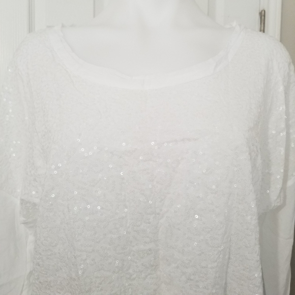 Philosophy Sequin Tissue Thin Shirt S White NWT - Picture 2 of 11